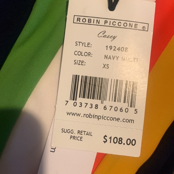 Robin Piccone Swim Colorblock Casey Bandeau Bikini Top navy multi - Picture 6 of 8